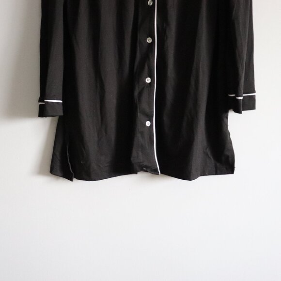 Born Sleepwear Black XL Buttoned Lounge Wear Pj Midi Dress Shirt - Picture 10 of 11